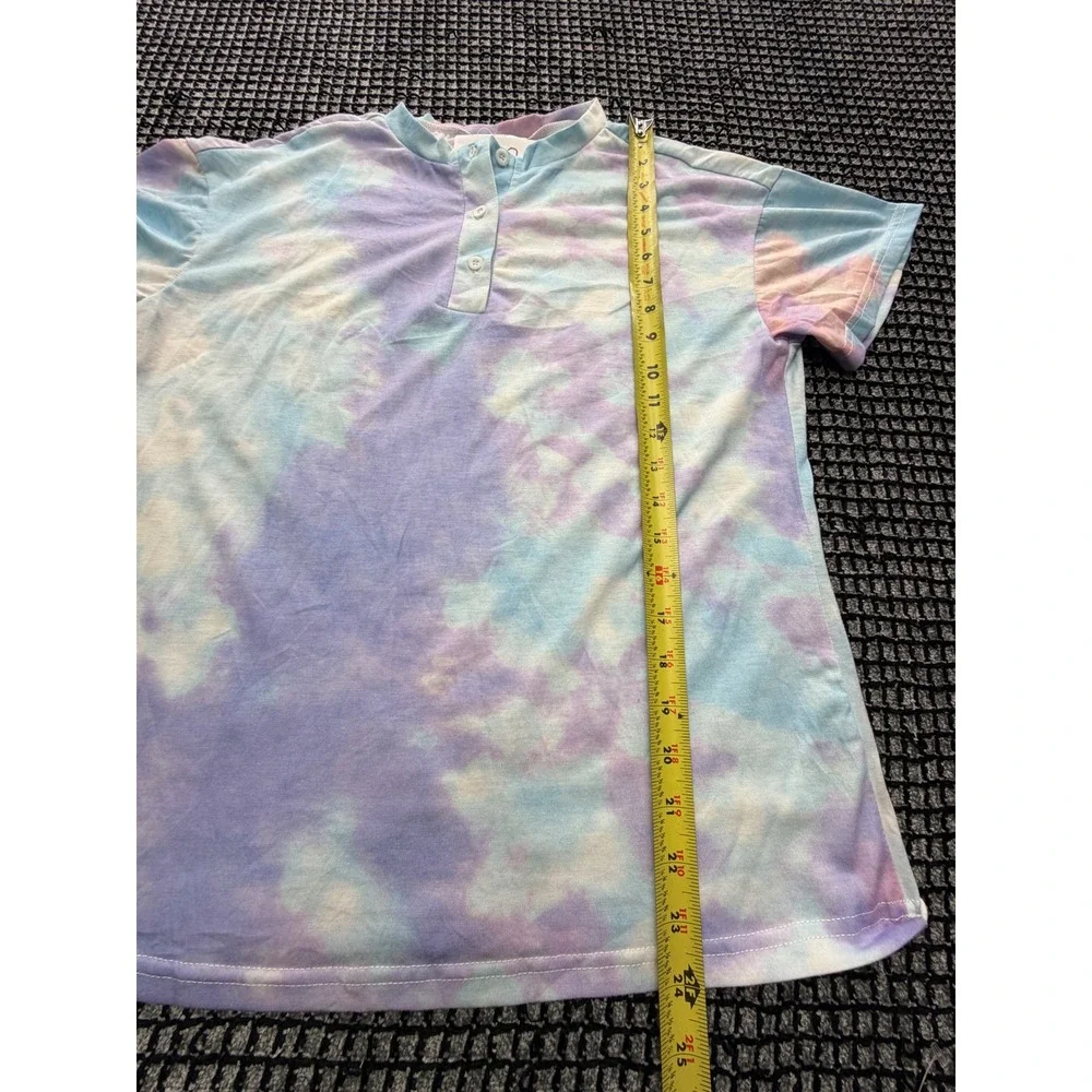 Ekouaer Sleep Shirt Womens Pastel Tie Dye Henley Short Sleeve Top